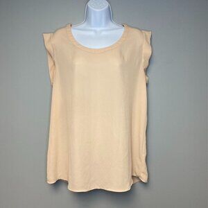 Pleione Light Pink Pleated Sleeveless Tunic High-Low Hem‎ Top Women's Size L